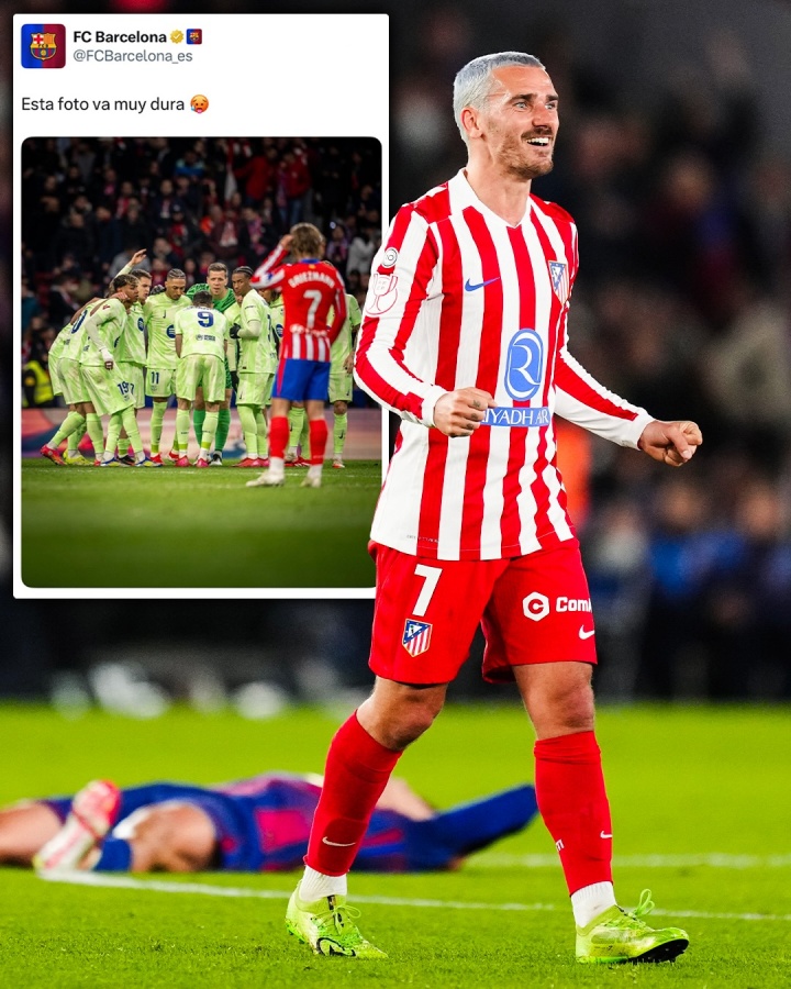 记仇了!1年前巴萨晒图格子成背景,今日格列兹曼以相同文案回应